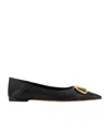 Valentino Vlogo Leather Ballerina Shoes In Black