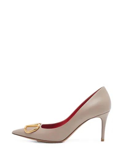 Pre-owned Valentino Garavani Vlogo Pointed Toe Pumps In Neutral