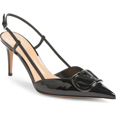 Valentino Garavani Valentino Vlogo Pointed Toe Slingback Pump In Black