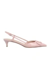 Valentino Garavani Vlogo Signature Patent Leather Slingback Pump 40mm Woman Rose Cannelle 42 In Pink