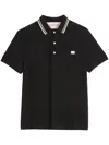 Valentino Garavani Black Polo Shirt With Classic Bicolor Collar And Logo Patch On The Front In Cotto In Black