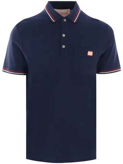 Valentino Polo Shirt With Vlogo Patch In Blue