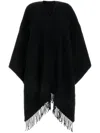 Valentino Cashmere Cape With Fringe Detailing And Loose Fit In Black