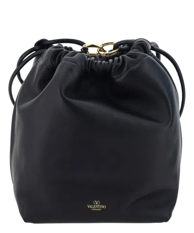 Valentino Garavani Vlogo Pouf Bucket Bag In Black