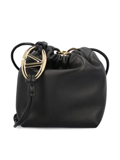 Valentino Garavani Valentino Vlogo Pouf Drawstring Mini Bucket Bag In Black
