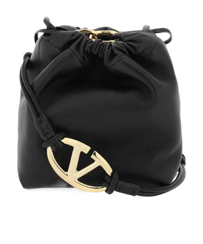 Valentino Garavani Valentino Vlogo Pouf Drawstring Mini Bucket Bag In Black