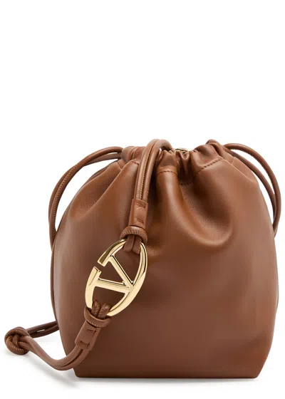 Valentino Garavani Valentino Vlogo Pouf Leather Shoulder Bag In Brown