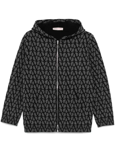 Valentino Vlogo Print Cardigan In Grey
