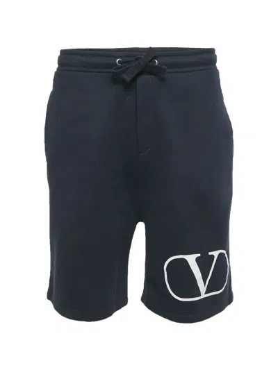 Pre-owned Valentino Vlogo-print Shorts In Blue