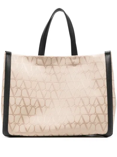 Valentino Garavani Structured Two-tone Canvas Tote In Pastel