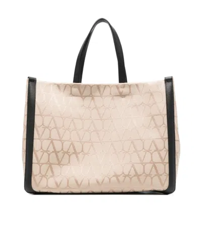 Valentino Garavani Vlogo-print Tote Bag In Neutrals