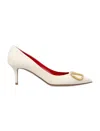 Valentino Vlogo Signature 80 Leather Pump In Light Ivory
