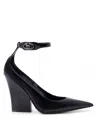 Valentino Vlogo Lockette 105 Patent Leather Wedges In Black