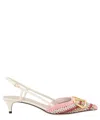 Valentino Multicolor Crochet Vlogo Pumps In Pink