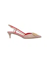 Valentino Garavani Women Vlogo Signature Leather Slingback Pumps In Nude