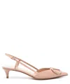 Valentino Garavani Vlogo Signature Patent Leather Slingback Pump 40mm Woman Rose Cannelle 42 In Pink