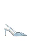 Valentino Vlogo 80mm Slingback Pumps In Blu Porcellana