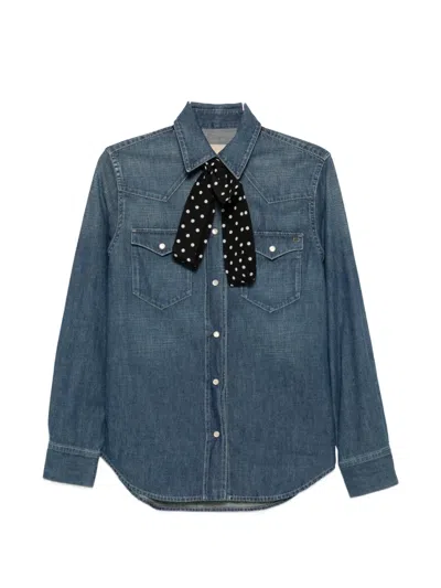 Valentino Vlogo Pussy-bow Shirt In Animal Print
