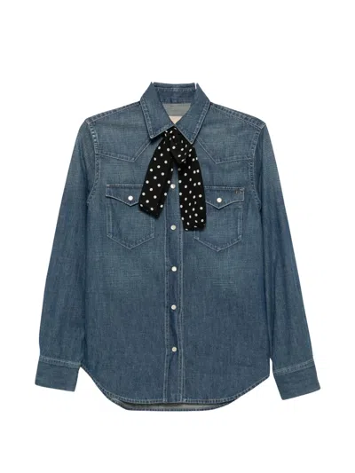 Valentino Vlogo Pussy-bow Shirt In Animal Print