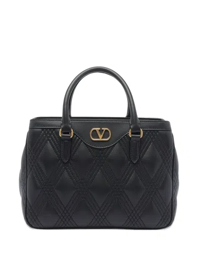 Valentino Garavani Vlogo Quilted Leather Handbag In Black