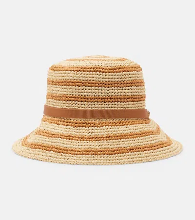 Valentino Garavani Vlogo Raffia Bucket Hat In Brown