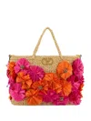 Valentino Borsa Shopping Vlogo Signature In Rafia Decorata  Donna In Orange