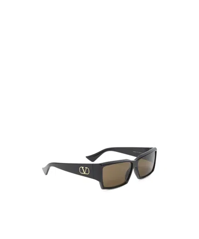 Valentino Vlogo Rectangle-frame Sunglasses In Black