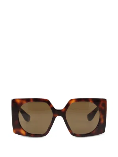 Valentino Vlogo Rectangle-frame Sunglasses In Brown