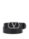 Valentino Black Reversible Vlogo Buckle Belt In Black