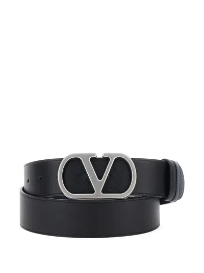 Valentino Garavani Black Reversible Vlogo Buckle Belt