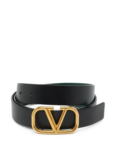 Pre-owned Valentino Garavani Vlogo Reversible Belt In Black