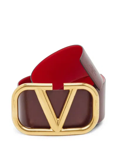 Pre-owned Valentino Garavani Vlogo Reversible Belt In Red