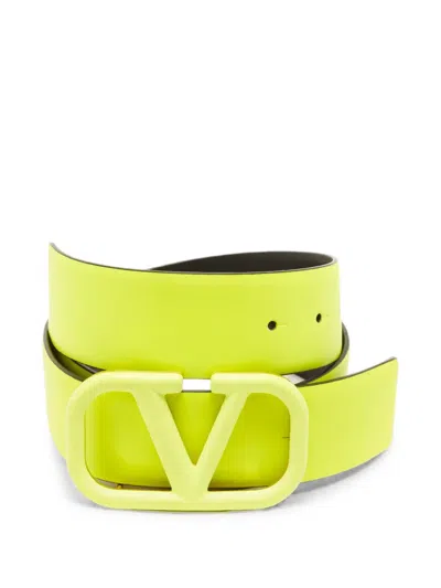 Pre-owned Valentino Garavani Vlogo Reversible Belt In Yellow