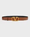 Valentino Vlogo Reversible Leather Belt, 30mm In Brown