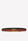 Valentino Vlogo Signature Leather Belt In Black