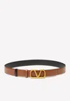 Valentino Reversible Vlogo Signature Belt In Polished Calfskin 30 Mm In Brown