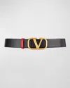 Valentino Garavani Women Vlogo Signature Reversible Belt In Nero / Rouge