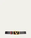 Valentino Garavani Women Vlogo Signature Reversible Belt In Nero / Rouge