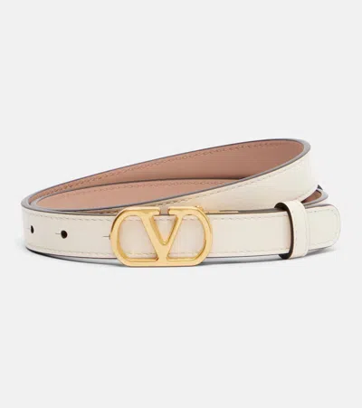 Valentino Garavani Vlogo Reversible Leather Belt In Neutral