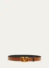 Valentino Reversible Vlogo Signature Belt In Polished Calfskin 30 Mm In Brown