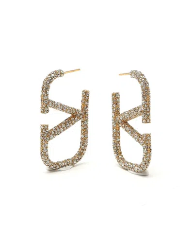 Valentino Garavani Valentino Vlogo Rhinestone Earrings In Gold