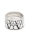 Valentino Vlogo Ring (pack Of Two) In Silver