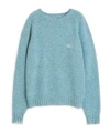 Valentino Crewneck Wool Jumper With Vlogo Embroidery In Blue