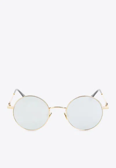 Valentino Vlogo Round Sunglasses In Blue