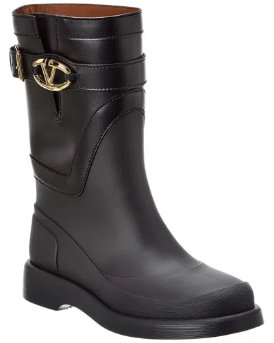 Valentino Garavani Valentino Vlogo Rubber & Leather Rain Boot In Black