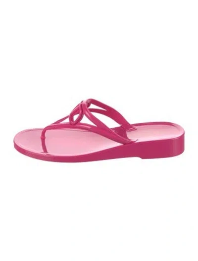 Pre-owned Valentino Garavani Vlogo Rubber Flip Flops W/ Tags In Pink