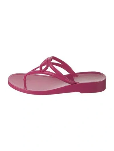 Pre-owned Valentino Garavani Vlogo Rubber Flip Flops W/ Tags In Pink