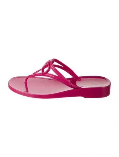 Pre-owned Valentino Garavani Vlogo Rubber Flip Flops W/ Tags In Pink