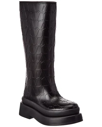 Valentino Garavani Valentino Vlogo Rubber Rainboot In Black