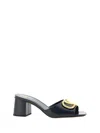 Valentino Black Vlogo Signature Slide Heeled Sandals In Multi